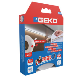 Nastro biadesivo SLIM Mister Attach - 9 mm x 5 m - PE/acrilico - bianco - Geko - conf. 2 pezzi