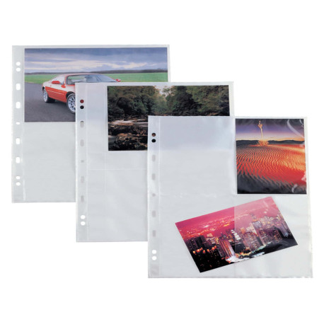 Buste forate Atla F porta foto - 8 spazi 10 x 15 cm - trasparente - Sei Rota - conf. 10 pezzi