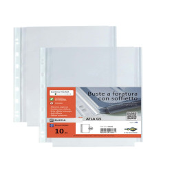 Buste forate Atla GS - PP - 21 x 29,7 cm - c/soffietto - trasparente buccia - Sei Rota - conf. 10 pezzi