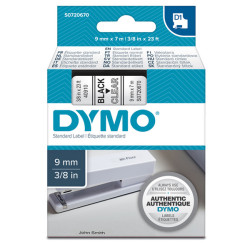 Nastro D1 standard 409100 - 9 mm x 7 mt - PL - nero/trasparente - Dymo