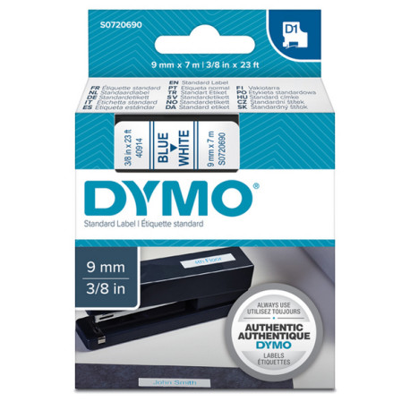 Nastro D1 standard 409140 - 9 mm x 7 mt - PL - blu/bianco - Dymo