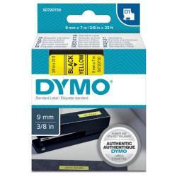 Nastro D1 standard 409180 - 9 mm x 7 mt - PL - nero/giallo - Dymo