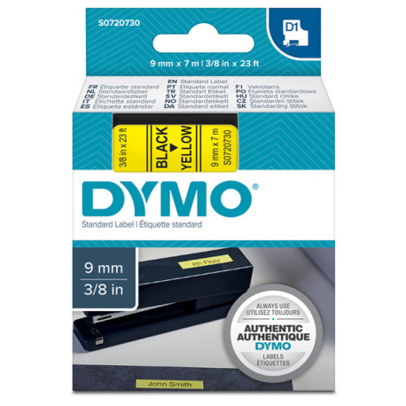 Nastro D1 standard 409180 - 9 mm x 7 mt - PL - nero/giallo - Dymo