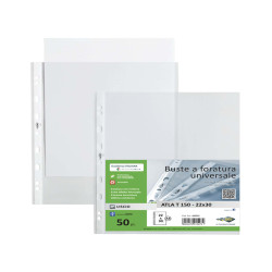 Buste forate Atla T - pesante - liscio - 22 x 30 cm - trasparente - Sei Rota - conf. 50 pezzi