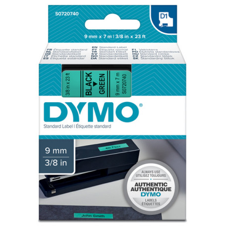 Nastro D1 standard 409190 - 9 mm x 7 mt - PL - nero/verde - Dymo