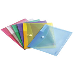 Buste forate con bottone in velcro - A4 - PP - colori assortiti - Djois - conf. 12 pezzi