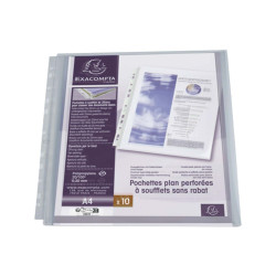 Buste forate con soffietto - PPL - 22 x 30 cm - trasparente - Exacompta - conf. 10 pezzi