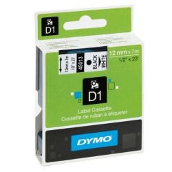 Nastro D1 standard 450130 - 12 mm x 7 mt - PL - nero/bianco - Dymo