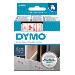 Nastro D1 standard 450150 - 12 mm x 7 mt - PL - rosso/bianco - Dymo
