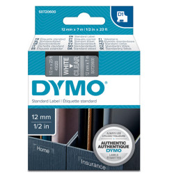 Nastro D1 standard 450200 - 12 mm x 7 mt - PL - bianco/trasparente - Dymo