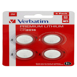 Micropile CR2016 - 3V - a pastiglia - litio - Verbatim - blister 4 pezzi