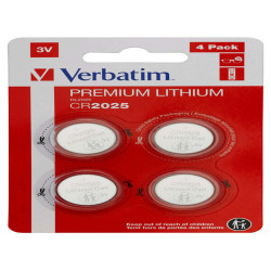 Micropile CR2025 - 3V - a pastiglia - litio - Verbatim - blister 4 pezzi