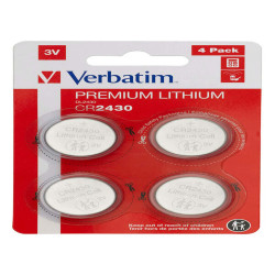 Micropile CR2430 - 3V - a pastiglia - litio - Verbatim - blister 4 pezzi