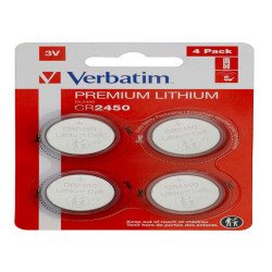 Micropile CR2450 - 3V - a pastiglia - litio - Verbatim - blister 4 pezzi