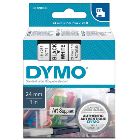 Nastro D1 standard 537130 - 24 mm x 7 mt - PL - nero/bianco - Dymo