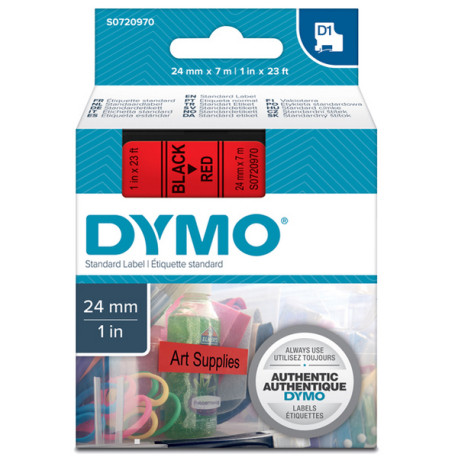 Nastro D1 standard 537170 - 24 mm x 7 mt - PL - nero/rosso - Dymo
