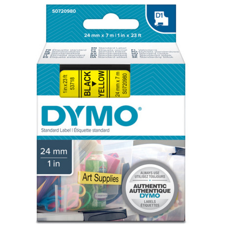 Nastro D1 standard 537180 - 24 mm x 7 mt - PL - nero/giallo - Dymo