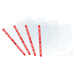 Buste forate Sprint - c/ banda - liscia - 22 x 30 cm - rosso - Favorit - conf. 25 pezzi