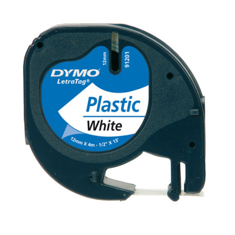 Nastro Letratag 912010 - 12 mm x 4 mt - plastica - bianco - Dymo