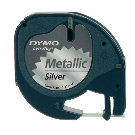 Nastro Letratag 912080 - 12 mm x 4 mt - metallo - argento - Dymo