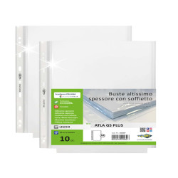Buste forate ATLA GS plus - 22 x 30 cm - PP - c/soffietto - trasparente liscia - Sei Rota - conf. 10 pezzi