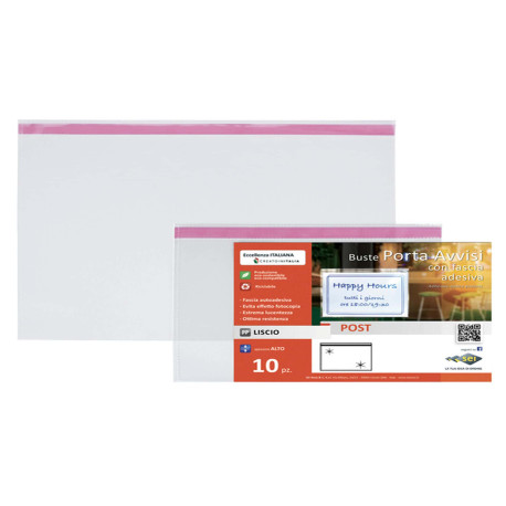 Buste porta avvisi orizzontali - A5 - 21 x 15 cm - trasparente - Sei Rota - conf. 10 pezzi