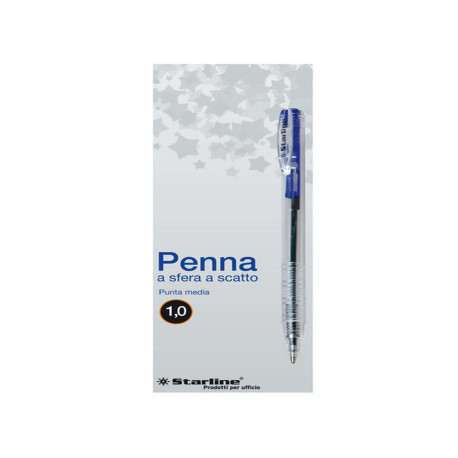Penna a sfera a scatto  - punta 1,0mm - blu - Starline - conf. 20 pezzi