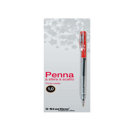 Penna a sfera a scatto  - punta 1,0mm - rosso - Starline - conf. 20 pezzi