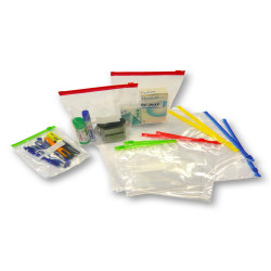 Buste slider - con chiusura zip e cursore - 20 x 25 x 3 cm - 60 micron - LDPE - trasparente/giallo - Viva - conf. 50 pezzi