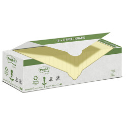 Blocco Post-it - 654-RYP24 - 76 x 76 mm - carta riciclata - giallo - 100 fogli - Post-it - conf. 24 blocchi