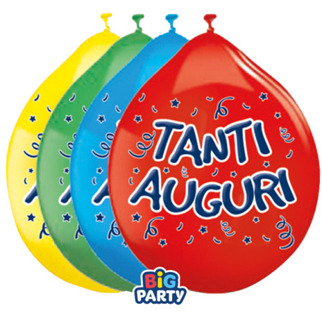 Palloncino - diametro 26 cm - lattice - Tanti auguri - conf. 10 pezzi