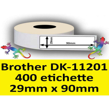 Rotolo di Etichette Compatibie a Trasferimento Termico per Brother DK-11201 mm 29 X 90 400 Etichette