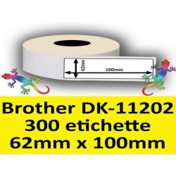 Rotolo di Etichette Compatibie a Trasferimento Termico per Brother DK-11202 mm 62 X 100 300 Etichette