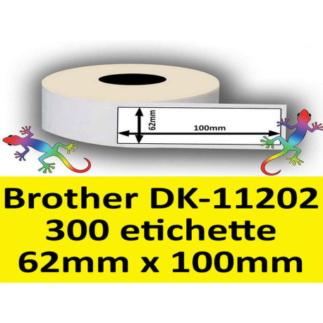 Rotolo di Etichette Compatibie a Trasferimento Termico per Brother DK-11202 mm 62 X 100 300 Etichette