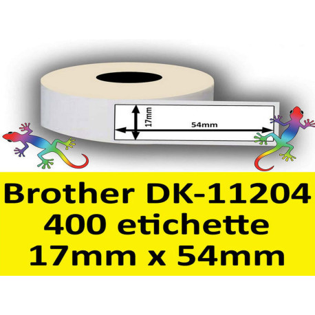 Rotolo di Etichette Compatibie a Trasferimento Termico per Brother DK-11204 mm 17 X 54 400 Etichette