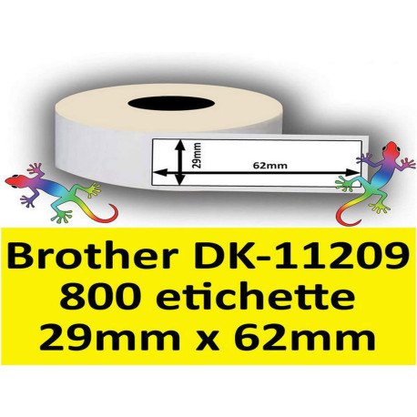 Rotolo di Etichette Compatibie a Trasferimento Termico per Brother DK-11209 mm 29 X 62 800 Etichette