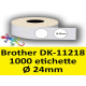 Rotolo di Etichette Compatibie a Trasferimento Termico per Brother DK-11218 Diametro mm 24 100 Etichette