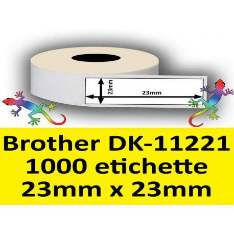 Rotolo di Etichette Compatibie a Trasferimento Termico per Brother DK-11221 mm 23 X 23 1000 Etichette