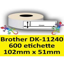 Rotolo di Etichette Compatibie a Trasferimento Termico per Brother DK-11240 mm 102 X 51 600 Etichette