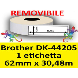 Rotolo di Etichette Compatibie a Trasferimento Termico per Brother DK-44205 mm 30,48 X 62