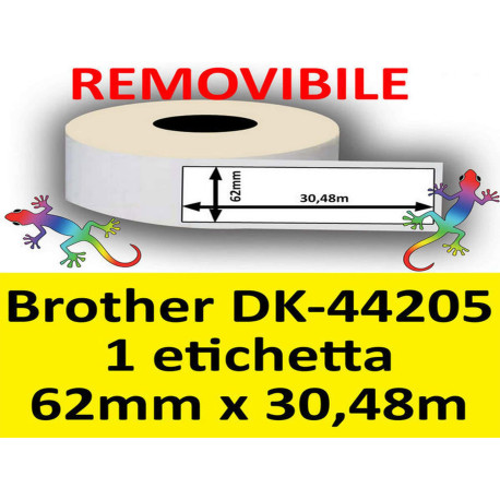 Rotolo di Etichette Compatibie a Trasferimento Termico per Brother DK-44205 mm 30,48 X 62