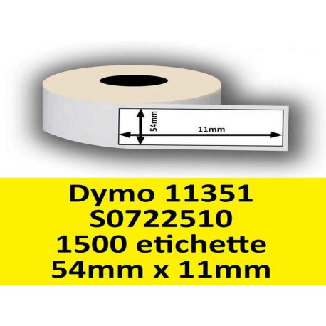 Rotolo di Etichette Compatibie a Trasferimento Termico per Dymo 11351 S0722510 mm 54 X 11 1500 Etichette Permanente