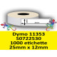 Rotolo di Etichette Compatibie a Trasferimento Termico per Dymo 11353 S0722530 mm 25 X 13 1000 Etichette Rimovibile