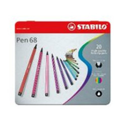 STABILO Pen 68 - Penna punta in fibra - colori assortiti - inchiostro base acqua - 1 mm - medio (pacchetto di 20)