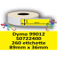 Rotolo di Etichette Compatibie a Trasferimento Termico per Dymo 99012 S0722400 mm 89 X 36 260 Etichette Colore Giallo