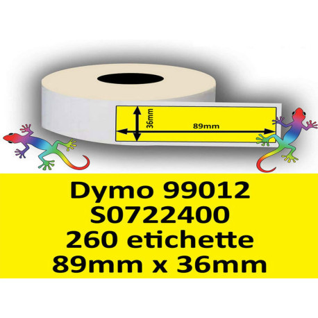 Rotolo di Etichette Compatibie a Trasferimento Termico per Dymo 99012 S0722400 mm 89 X 36 260 Etichette Colore Giallo