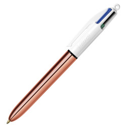 Penna a sfera a scatto 4 colori Rose - 1,0 mm - Bic® - scatola 12 pezzi