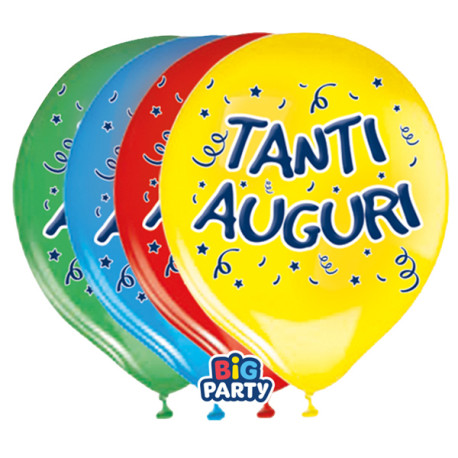 Palloncino - diametro 30 cm - lattice - Tanti auguri - conf. 8 pezzi