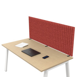 Pannello fonoassorbente per scrivania - 135 x 40 cm - morsetti neri - rosso