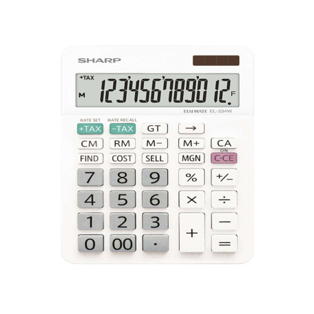 Sharp - Calcolatrice da Tavolo EL-334W - con cavalletto - 12 cifre - EL-334W